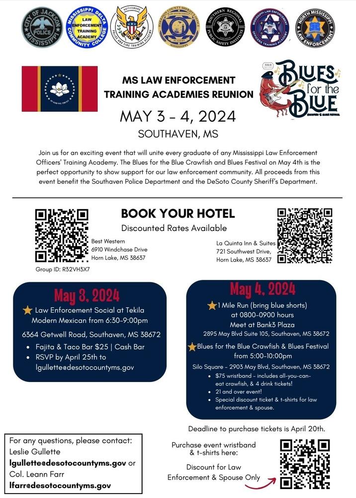 MS Law Enforcement Training Academies Reunion Flyer.